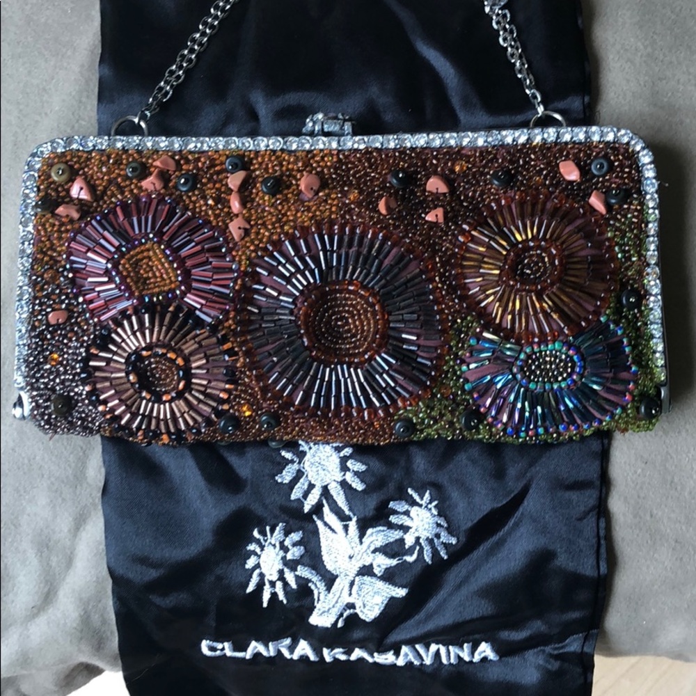 Clara Kasavina Laura Multi-Colored Clutch—missing 2 small rhinestones & 3 beads - Picture 4 of 11